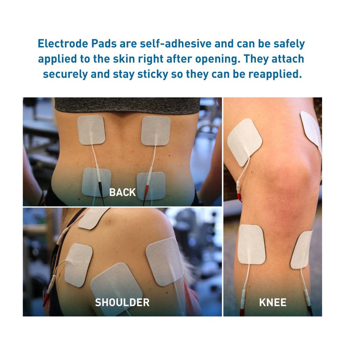 FIT HIGH QUALITY SELF-ADHERING ELECTRODES, FLEXIBLE BACKING, REUSABLE, 2" X 2" SQUARE