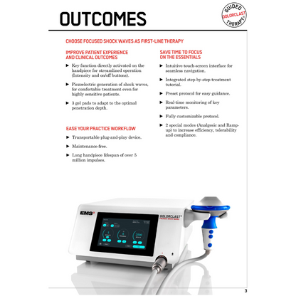 EMS DolorClast Focus device highlighting clinical outcomes and patient recovery results