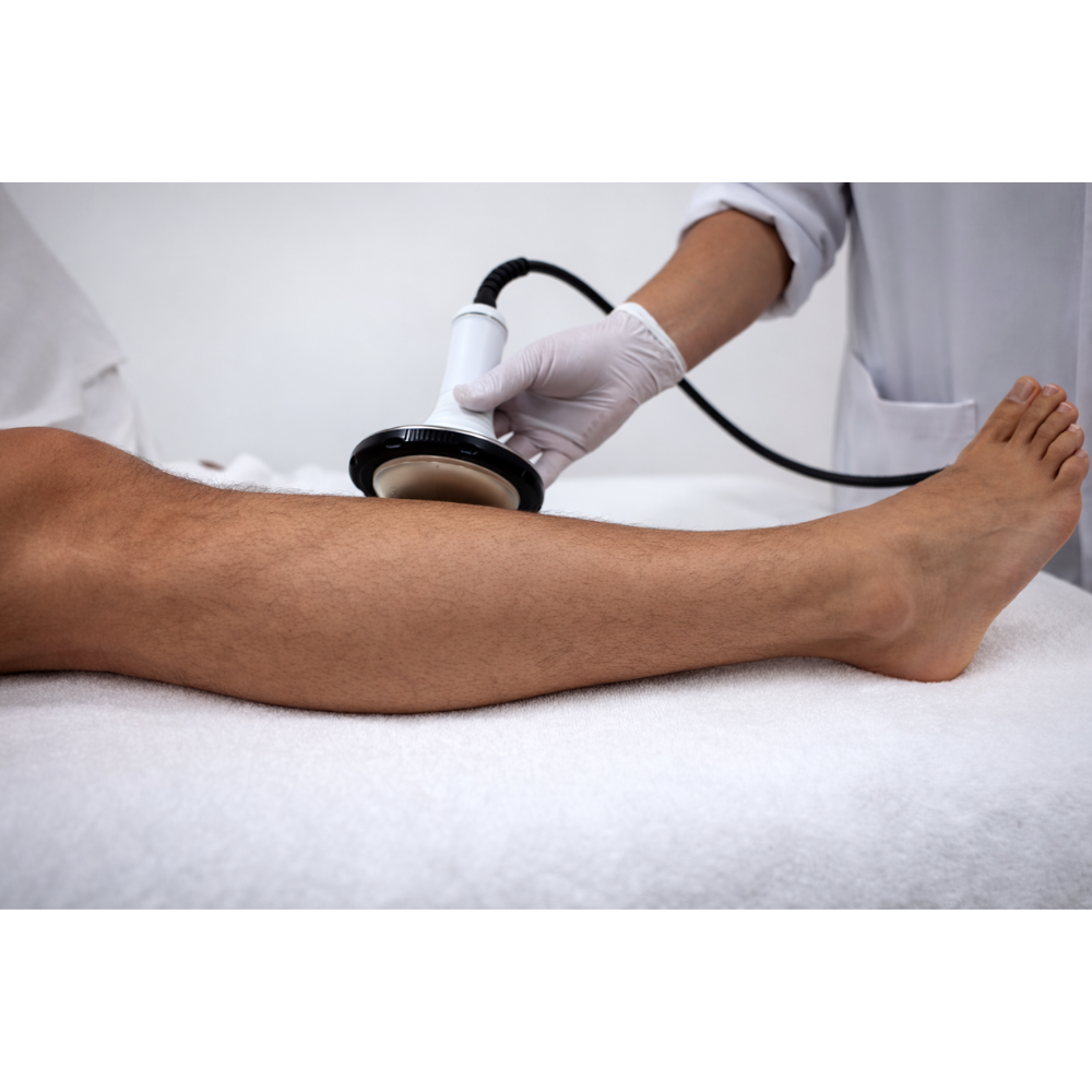 Focused shockwave therapy treatment for lower leg tendon pain