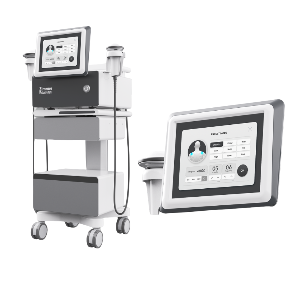 Zimmer DualWave FX shockwave therapy system with touchscreen control interface